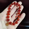 Pulseira de Ágata Vermelha Natural para Mulheres, Estilo Novo, Simples e Fashion, Pulseira do Ano da Sorte, Boa Sorte e Bênçãos, Atacado