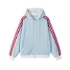 -2 Sudaderas con capucha a rayas de color block estilo americano, unisex, adecuadas para parejas, chaqueta cárdigan de frente abierto, 60-45
