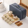 Horno Ru Caqui Ruyi Tetera de Mano Set de Té de Viaje con Tetera de Cerámica Agrietada Logo del Set de Té de Viaje Disponible