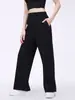 Calça de Yoga Feminina de Verão com Fenda nas Costas, Caimento Solto, Emagrecimento, Calça Esportiva para Corrida, Cintura Elástica, Perna Larga Reta, Calça Longa para Fitness