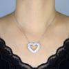 Hip-Hop Nuevo Collar con Colgante de Zircón con Forma de Corazón Hueco Simple Combinación Total Cadena para Clavícula Incrustación de Zircón Diseño Nicho para Mujer