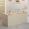 Mostrador de caja registradora de esquina estilo crema, mostrador de barra de recepción pequeño, escritorio de recepción moderno simple para tiendas de ropa, mostrador en forma de L