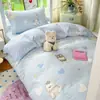 2026 Nuevo Juego de Sábanas de Algodón para Estudiante con Dibujos Animados de Tres Piezas Sábana Bajera 100% Algodón Funda de Edredón Individual Ropa de Cama para Dormitorio