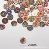 Pegatinas Decorativas Infantiles Vintage Pintadas Estampadas Piezas de Madera Botones de Madera Botones Cosidos a Mano Pintura de Flores Botones Redondos de Madera de 2 Agujeros