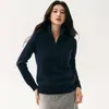 Suéter tejido suelto, suave y cómodo, mezcla de cachemir para mujer, cuello semi-alto, media cremallera, holgado, cálido, versátil, con patrón de punto trenzado