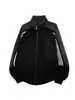 Sudadera con capucha de punto a rayas de bloque de color de marca moderna americana para hombre Otoño Invierno Nueva con cuello alto holgada deportiva casual chaqueta sudadera