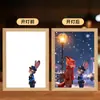 Marco de Fotos 2D de Anime de Conejo y Zorro Regalo para Dormitorio Escritorio Luz de Noche para Novio/Novia Pintura Iluminada
