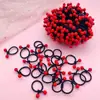 Elástico de Cabelo de Feijão Vermelho Infantil Elástico de Borracha Feminino Elástico de Cabelo para Meninas Tamanho Pequeno Elástico de Cabeça para Meninas Alta Elasticidade Durável