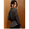 Suéter de punto largo de estilo francés, sofisticado y elegante, con cuello en V y cintura ceñida, una nueva colección de invierno con un diseño elegante y chic