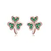 Brincos de Zircônia com Design de Grama de Três Pétalas Estilo Fashion Exclusivo Leve Luxo Venda Quente Transfronteiriça Joia de Orelha Criativa Personalizada para Mulheres