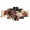 Pintura en Spray Creativa de Anime Samurai Japonés Minimalista Moderno de Cinco Piezas Pintura Decorativa para Pared de Fondo de Sofá Pintura Colgante Pintura al Óleo