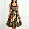 2026 Nuevo Modelo Vestido de Tirantes con Estampado Floral Artístico Vintage para Mujer, Impresión Digital 3D, para Comercio Electrónico Independiente y Amazon