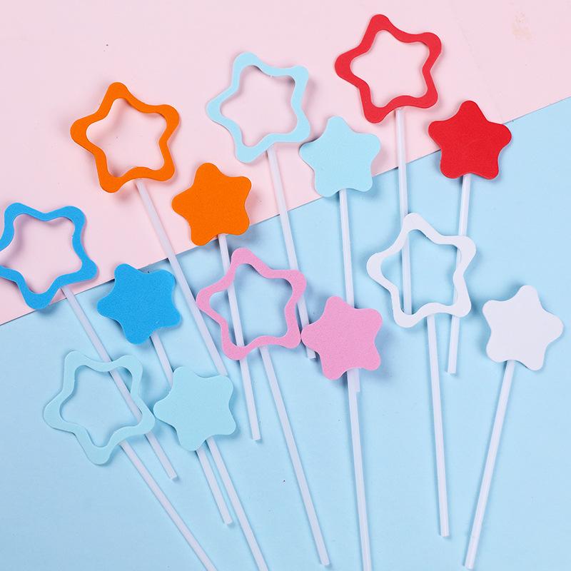 镂空EVA五角星星蛋糕装饰插牌插件烘焙甜品台装扮创意清新许愿