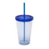 Copo Plástico de Camada Dupla para Bebidas com Tampa 16oz, Copo Cônico, Impressão Personalizável com Cor e Logo, Copo de Água