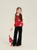 Liquidação EspecialColete Jacquard para Meninas com Acabamento de Pelúcia e Botões Tradicionais Chineses, Novo Traje Festivo Estilo Chinês para Crianças