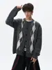 Suprimento Direto da Fábrica Suéter Cardigan Retrô Americano Color Block Xadrez para Homens e Mulheres Outono Solto Casal Casual Tricô
