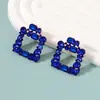 Brincos de liga geométrica quadrada simples, vazados, de personalidade, moda criativa com strass, brincos versáteis para mulheres