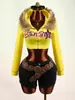 Sudadera corta con capucha y cuello de pelo estilo Y2K para mujer, cárdigan con cremallera y estampado de letras, chaqueta cruzada para mujer que revela la cintura, estilo hot girl