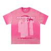 Camiseta de Manga Corta Estilo High Street Americano Estilo Oscuro Figura Abstracta Estampada para Hombre y Mujer Retro Nicho Desgarrada Guapo Top de Media Manga