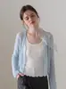 Cardigã de proteção solar de verão para mulheres, suéter de tricô fino para ser usado como xale com uma saia, jaqueta de manga comprida, camisa para ar condicionado para mulheres 16439