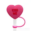 Día de San Valentín amor caricatura linda tapa para popote tapón de polvo para popote de silicona taza rosa 8/10MM funda para popote