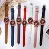 1 pieza - Reloj de cuarzo de moda para mujer con esfera en forma de corazón de pedrería y correa de cuero para mujer