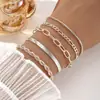 Set de pulseras transfronterizas europeas y americanas, joyería minimalista bohemia, cadena de metal, cadena multicapa para mujer, set de 5 pulseras