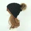 2018 Ropa Europea y Americana Nueva Otoño e Invierno Bola de Lana Gorro de Lana para Mujer Cálido de Otoño e Invierno Gorro de Punto con Pelo
