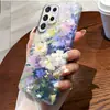 Produto mais vendido transfronteiriço: Capa de celular com película de transferência de calor floral roxa e azul estilo Monet para Galaxy S24 Ultra