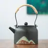 Estante de exhibición antiguo chino modelo de casa de sala de té gabinete de té adornos tetera de té tarro sellado de cerámica tetera de barro cocido juego de té