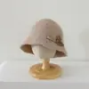 Sombrero de pescador para niña estilo coreano, nuevo sombrero de punto elegante para otoño e invierno, sombrero tipo cubo versátil y moderno, sombrero de princesa transfronterizo