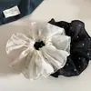 Suave Anillo para el Cabello de Malla Perlada Estilo Coreano con Puntos de Ola Anillo de Cola de Pino Flor de Titular Elegante Cuerda para el Cabello