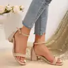 Sandalias de Tacón Grueso de Moda y Versátiles para Mujer Verano 2026, Sandalias Coreanas Estilo Hada de Una Correa con Hebilla para Mujer