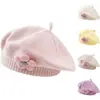 Boina Infantil Inverno Quente Sem Aba Chapéu para Bebê Estilo Francês Chapéu de Tricô Bebê Bonito Flor Boina
