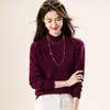 Nuevo suéter corto de punto para mujer, estilo coreano, color liso, manga larga, cuello semi-alto, para otoño e invierno