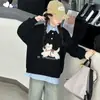 Camiseta Base para Niña Otoño 2025 Nuevo Sudadera con Bordado de Perro Falsa de Dos Piezas para Niños Mayores Suéter Raglán Dulce