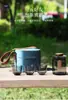 Juego de Té Portátil para Viaje, Juego de Té de Vidrio de Preparación Rápida con Tres Tazas y Caja de Almacenamiento, Juego de Té Kung Fu para Exteriores, Elegante Juego de Regalo de Lujo