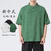 Primavera y verano 2024 nuevo retro nuevo estilo chino hanfu talla grande algodón lino japonés estilo chino moda masculina camisa jacquard