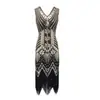 Vestido de Noche Gatsby Retro de los Años 20 S-4XL con Flecos, Bordado Pesado, Cuello en V, Vestido de Talla Grande