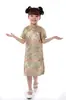 Cheongsam de Ciruela y Bambú para Niños de Verano 2001-3 Traje Tang para Niñas Vestido de Princesa Estilo Étnico Niña Ropa de Presentación Guzheng para Niños Grandes