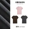 Lyocell [Sensación Fresca] 26 Verano Tencel Lana Básico Versátil Top Cuello Redondo Manga Corta Blanco y Negro Camiseta para Mujer