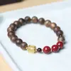 Pulsera de Cuentas de Madera de Nan Sinan para Ajedrez Natural Original Estilo Mori Cinabrio Pulsera DIY Estilo Étnico Boutique para Hombres y Mujeres
