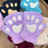 Luvas Garra de Gato Pelúcia Meio Dedo Pata de Urso Luvas sem Dedos Fofas Femininas Veludo Grosso Luvas Halter de Veludo Luvas Quentes de Desenho Animado
