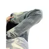 Jeans Retro Americanos para Rascar Gatos Hombres Verano Delgados Corte Limpio Ajustados Pantalones de Calle Rectos Ligeramente Acampanados