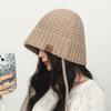 FEWK Original Outono e Inverno Feminino Quente Heap Wool Hat Proteção de Orelha Lace-up All-match Face-show Pequeno Chapéu de Malha Cogumelo