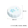 Soporte de tapa de cerámica floral de las dinastías Tang y Song, Estilo japonés degradado azul claro con flores flotantes, Base para colocar la tapa de tetera doméstica, Accesorio para ceremonia del té
