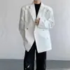 Blazer Blanco de Moda para Hombre con Acabado de Alta Gama, Estilo Minimalista, Solapa de Muesca, Hombreras, Uniforme Masculino DK de Primavera y Otoño