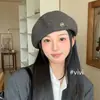 Boina Brillante Estilo Coreano 2025 para Mujer, Sombrero Calabaza de Gran Circunferencia para Otoño e Invierno, Sombrero Versátil Británico para Adelgazar el Rostro