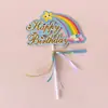 Inserto para Pastel Arcoíris Doble Nebulosa Rosa Láser Arcoíris Plug-in Globo de Color Bebé Un Año Pastel Insert