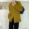 Cárdigan de punto Dongdaemun de Corea del Sur Abrigo Suéter para Mujer Grueso Diseño Nicho Sentido Temperamento Avanzado Suave Cera Suelta